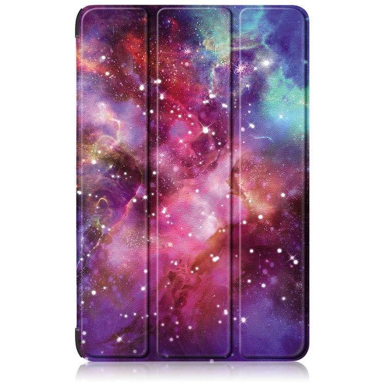 For Samsung Galaxy Tab S9+ Custer Painted 3-Fold Holder Smart Leather Tablet Case(Milky Way) - Galaxy Tab S9+ Cases by buy2fix | Online Shopping UK | buy2fix