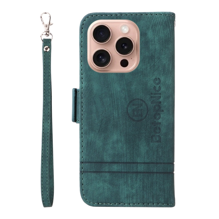 For iPhone 16 Pro BETOPNICE Dual-side Buckle Leather Phone Case(Green) - iPhone 16 Pro Cases by BETOPNICE | Online Shopping UK | buy2fix