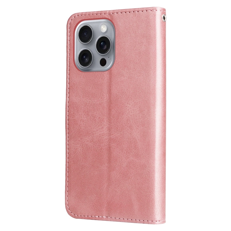 For iPhone 16 Pro Max Fashion Calf Texture Zipper Leather Phone Case(Rose Gold) - iPhone 16 Pro Max Cases by buy2fix | Online Shopping UK | buy2fix