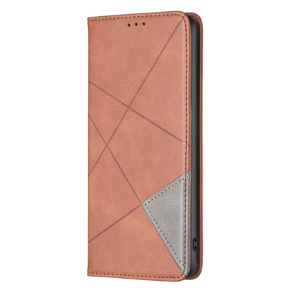 For iPhone 16 Rhombus Texture Magnetic Leather Phone Case(Brown) - iPhone 16 Cases by buy2fix | Online Shopping UK | buy2fix