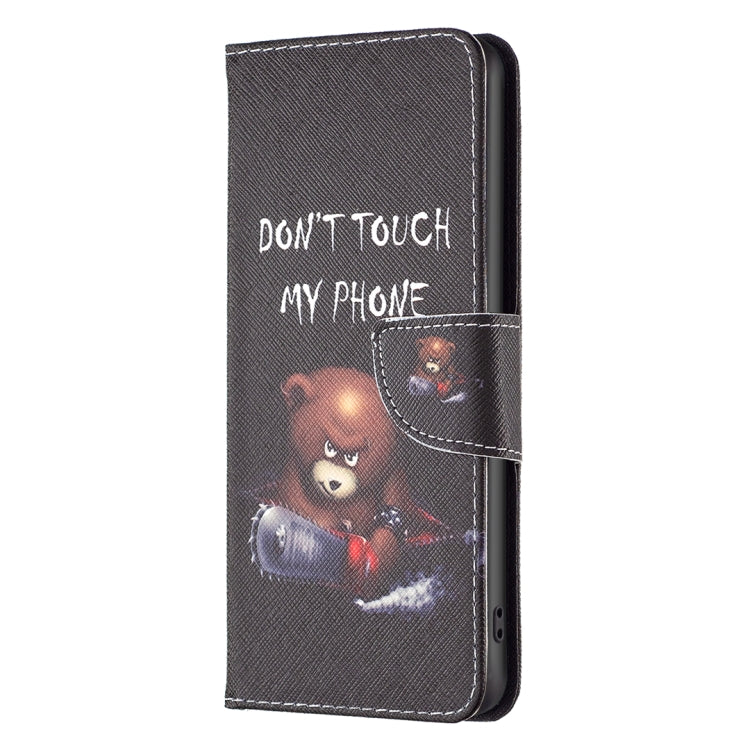 For iPhone 16 Pro Colored Drawing Pattern Leather Phone Case(Bear) - iPhone 16 Pro Cases by buy2fix | Online Shopping UK | buy2fix