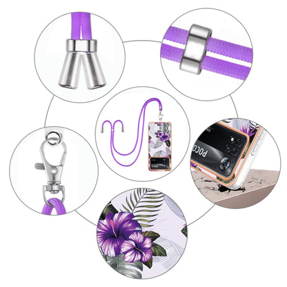 For Xiaomi Poco X4 Pro 5G Electroplating IMD TPU Phone Case with Lanyard(Purple Flower) - Xiaomi Cases by buy2fix | Online Shopping UK | buy2fix