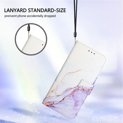 For iPhone 16 PT003 Marble Pattern Flip Leather Phone Case(White Purple LS006) - iPhone 16 Cases by buy2fix | Online Shopping UK | buy2fix