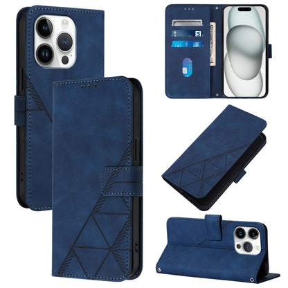 For iPhone 16 Pro Crossbody 3D Embossed Flip Leather Phone Case(Blue) - iPhone 16 Pro Cases by buy2fix | Online Shopping UK | buy2fix