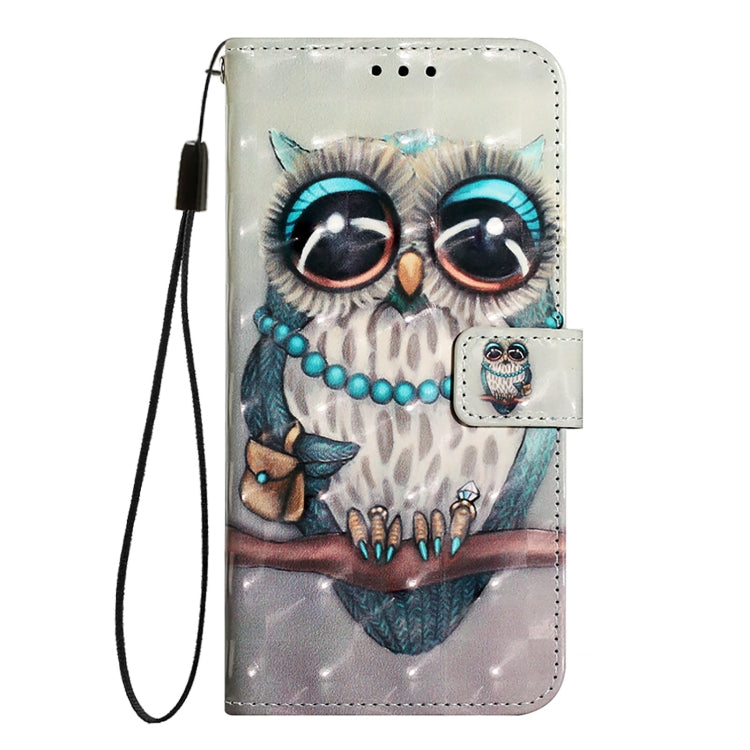 For iPhone SE 2024 3D Painting Horizontal Flip Leather Phone Case(Grey Owl) - More iPhone Cases by buy2fix | Online Shopping UK | buy2fix