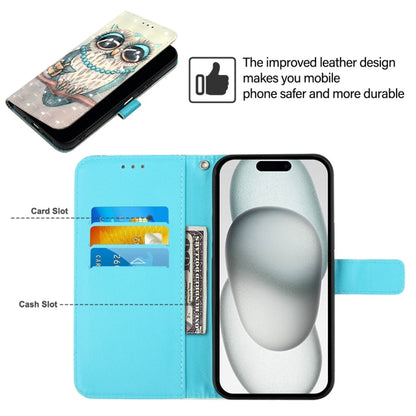 For iPhone 16 Pro Max 3D Painting Horizontal Flip Leather Phone Case(Grey Owl) - iPhone 16 Pro Max Cases by buy2fix | Online Shopping UK | buy2fix