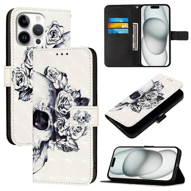 For iPhone 16 Pro Max 3D Painting Horizontal Flip Leather Phone Case(Skull) - iPhone 16 Pro Max Cases by buy2fix | Online Shopping UK | buy2fix