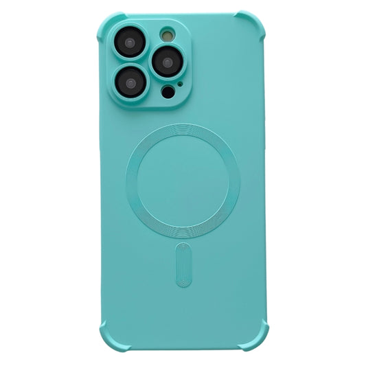 For iPhone 12 Pro Four-corner Shockproof Skin Feel MagSafe Magnetic Phone Case(Cyan Blue) - iPhone 12 / 12 Pro Cases by buy2fix | Online Shopping UK | buy2fix