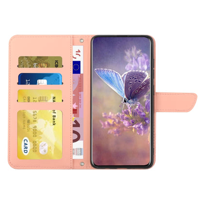 For OnePlus 12 5G Global Skin Feel Butterfly Peony Embossed Leather Phone Case(Pink) - OnePlus Cases by buy2fix | Online Shopping UK | buy2fix