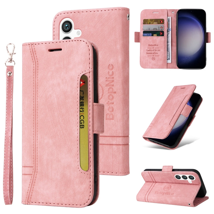 For Samsung Galaxy S24 BETOPNICE Dual-side Buckle Leather Phone Case(Pink) - Galaxy Phone Cases by BETOPNICE | Online Shopping UK | buy2fix