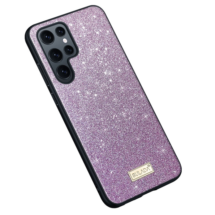 For Samsung Galaxy S24 Ultra 5G SULADA Glittery TPU + Handmade Leather Phone Case(Purple) - Galaxy S24 Ultra 5G Cases by SULADA | Online Shopping UK | buy2fix