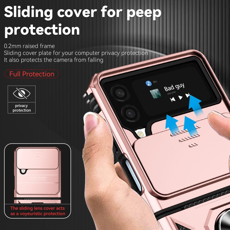 For Samsung Galaxy Z Flip4 Sliding Camshield Holder Phone Case(Rose Gold) - Galaxy Z Flip4 5G Cases by buy2fix | Online Shopping UK | buy2fix