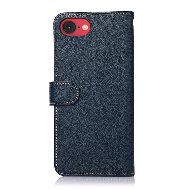 For iPhone 16e KHAZNEH Litchi Texture Leather RFID Phone Case(Blue) - iPhone 16e Cases by buy2fix | Online Shopping UK | buy2fix