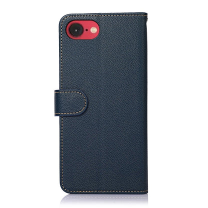 For iPhone 16e KHAZNEH Litchi Texture Leather RFID Phone Case(Blue) - iPhone 16e Cases by buy2fix | Online Shopping UK | buy2fix