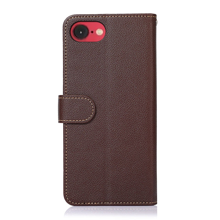 For iPhone 16e KHAZNEH Litchi Texture Leather RFID Phone Case(Brown) - iPhone 16e Cases by buy2fix | Online Shopping UK | buy2fix