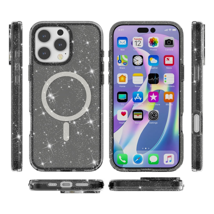 For iPhone 16 Pro Terminator Style Glitter Powder MagSafe Magnetic Phone Case(Black) - iPhone 16 Pro Cases by buy2fix | Online Shopping UK | buy2fix