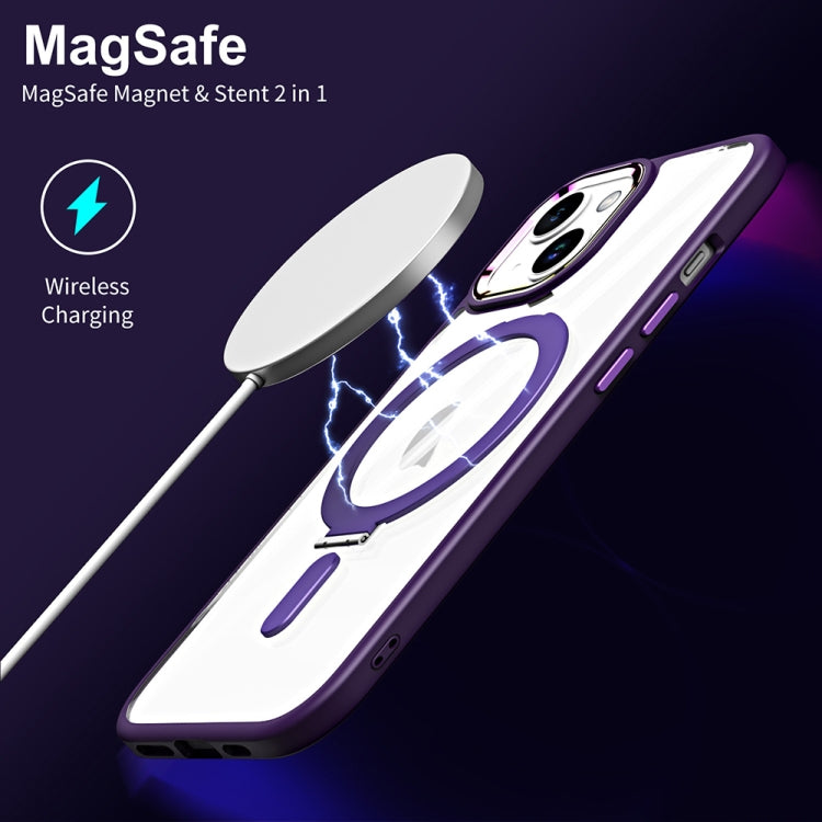 For iPhone 15 Plus MagSafe Magnetic Invisible Holder Phone Case(Dark Purple) - iPhone 15 Plus Cases by buy2fix | Online Shopping UK | buy2fix