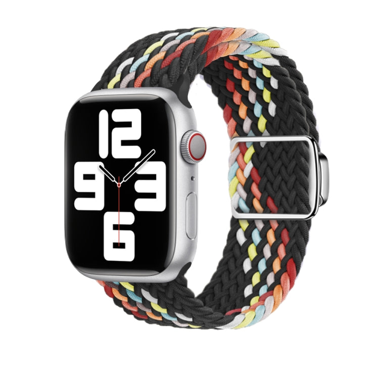 For Apple Watch Ultra 49mm Nylon Loop Magnetic Buckle Watch Band(Black Rainbow) - Watch Bands by buy2fix | Online Shopping UK | buy2fix