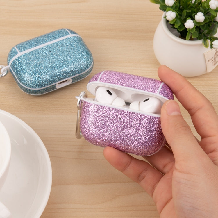 For AirPods Pro Glitter Powder Skin Texture PC TWS Earphone Case(Blue) - For AirPods Pro by buy2fix | Online Shopping UK | buy2fix