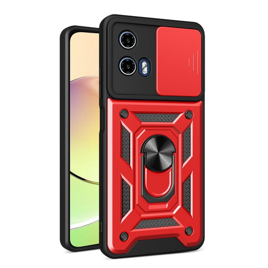 For Motorola Moto G04 / G24 Sliding Camera Cover Design TPU Hybrid PC Phone Case(Red) - Motorola Cases by buy2fix | Online Shopping UK | buy2fix