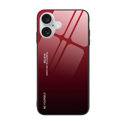 For iPhone 16 Plus Gradient Color Glass Phone Case(Red Black) - iPhone 16 Plus Cases by buy2fix | Online Shopping UK | buy2fix