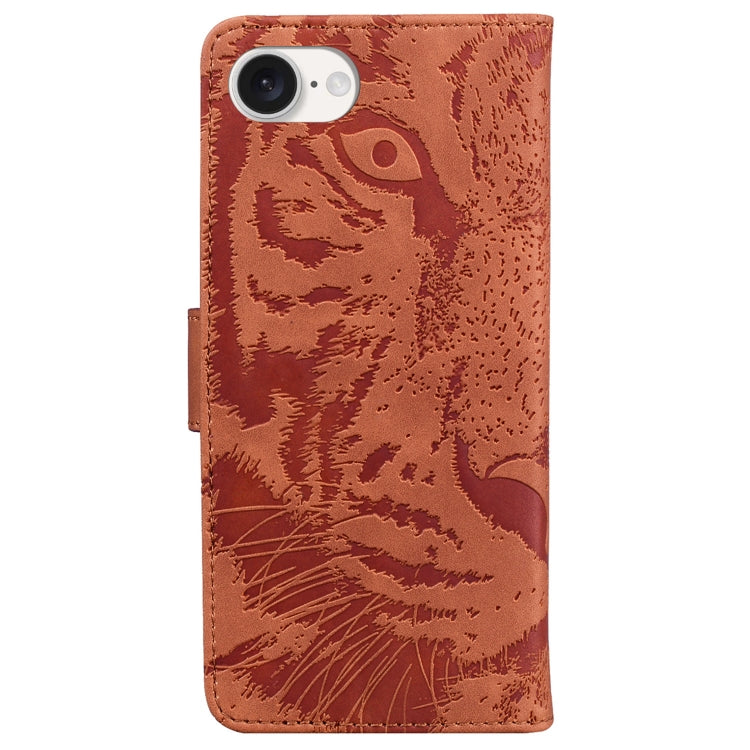 For iPhone SE 2024 Tiger Embossing Pattern Leather Phone Case(Brown) - More iPhone Cases by buy2fix | Online Shopping UK | buy2fix