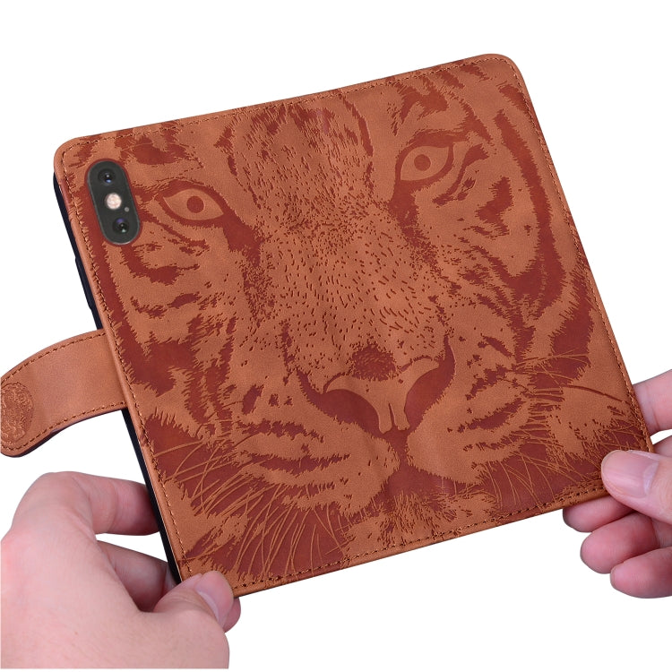 For Motorola Moto G Power 5G 2024 Tiger Embossing Pattern Leather Phone Case(Brown) - Motorola Cases by buy2fix | Online Shopping UK | buy2fix