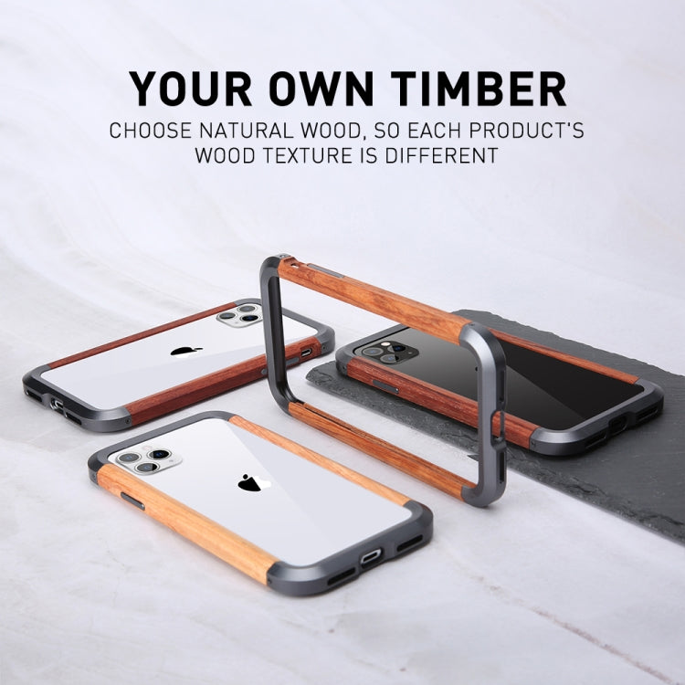 For iPhone 11 Pro Max R-JUST Metal + Wood Frame Protective Case - iPhone 11 Pro Max Cases by R-JUST | Online Shopping UK | buy2fix