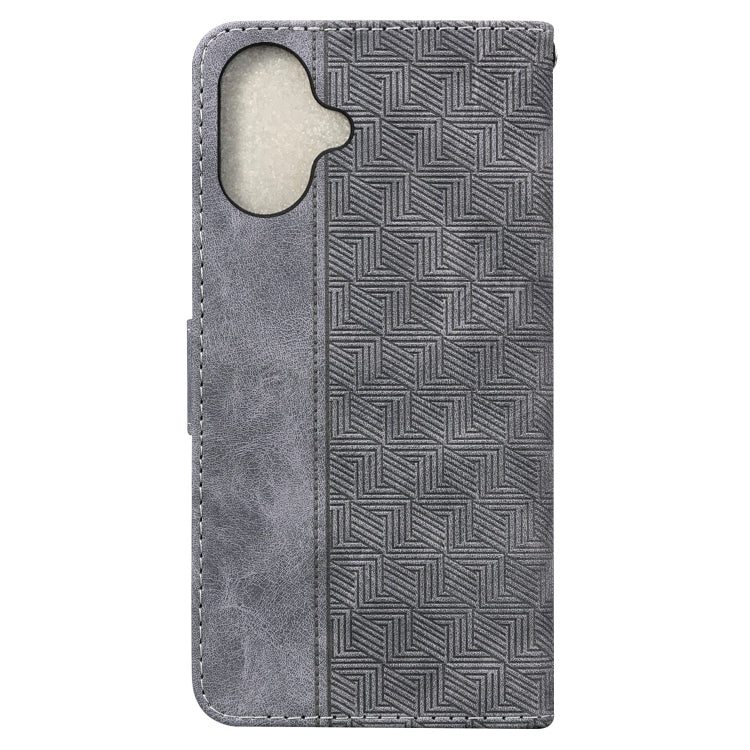 For iPhone 16 Geometric Embossed Leather Phone Case(Grey) - iPhone 16 Cases by buy2fix | Online Shopping UK | buy2fix