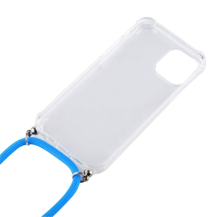 For iPhone 16 Four-Corner Shockproof Transparent TPU Case with Lanyard(Purple Blue Yellow) - iPhone 16 Cases by buy2fix | Online Shopping UK | buy2fix