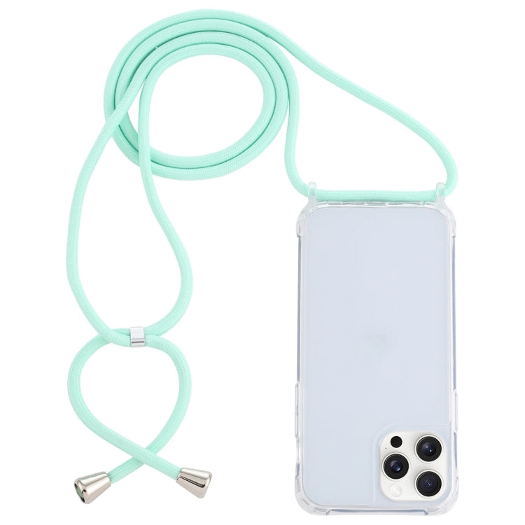 For iPhone 16 Pro Transparent Acrylic Airbag Shockproof Phone Protective Case with Lanyard(Mint Green) - iPhone 16 Pro Cases by buy2fix | Online Shopping UK | buy2fix