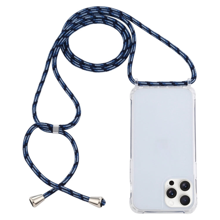 For iPhone 16 Pro Transparent Acrylic Airbag Shockproof Phone Protective Case with Lanyard(Gradient Blue) - iPhone 16 Pro Cases by buy2fix | Online Shopping UK | buy2fix