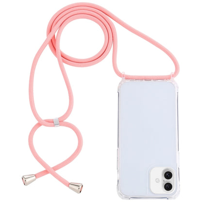 For iPhone 16 Transparent Acrylic Airbag Shockproof Phone Protective Case with Lanyard(Pink) - iPhone 16 Cases by buy2fix | Online Shopping UK | buy2fix