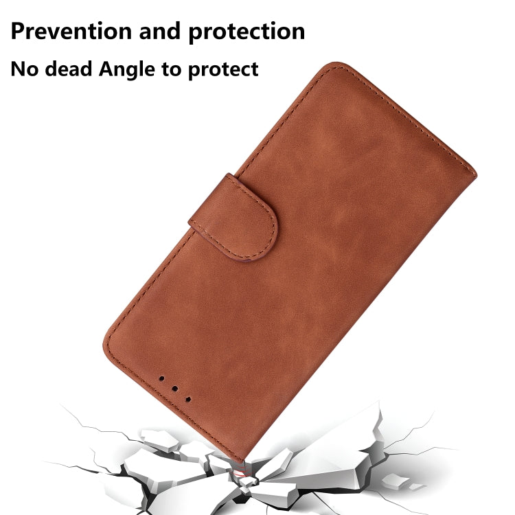 For Motorola Moto G Play 4G 2024 Skin Feel Pure Color Flip Leather Phone Case(Brown) - Motorola Cases by buy2fix | Online Shopping UK | buy2fix