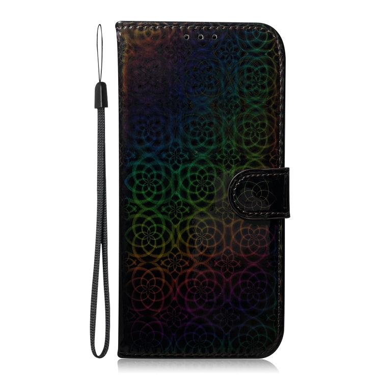 For iPhone 16e Colorful Magnetic Buckle Leather Phone Case(Black) - iPhone 16e Cases by buy2fix | Online Shopping UK | buy2fix