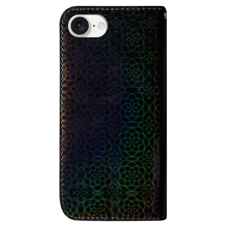 For iPhone 16e Colorful Magnetic Buckle Leather Phone Case(Black) - iPhone 16e Cases by buy2fix | Online Shopping UK | buy2fix