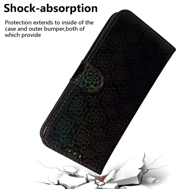 For iPhone 16e Colorful Magnetic Buckle Leather Phone Case(Black) - iPhone 16e Cases by buy2fix | Online Shopping UK | buy2fix