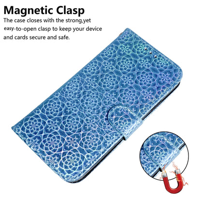 For iPhone 16 Plus Colorful Magnetic Buckle Leather Phone Case(Blue) - iPhone 16 Plus Cases by buy2fix | Online Shopping UK | buy2fix