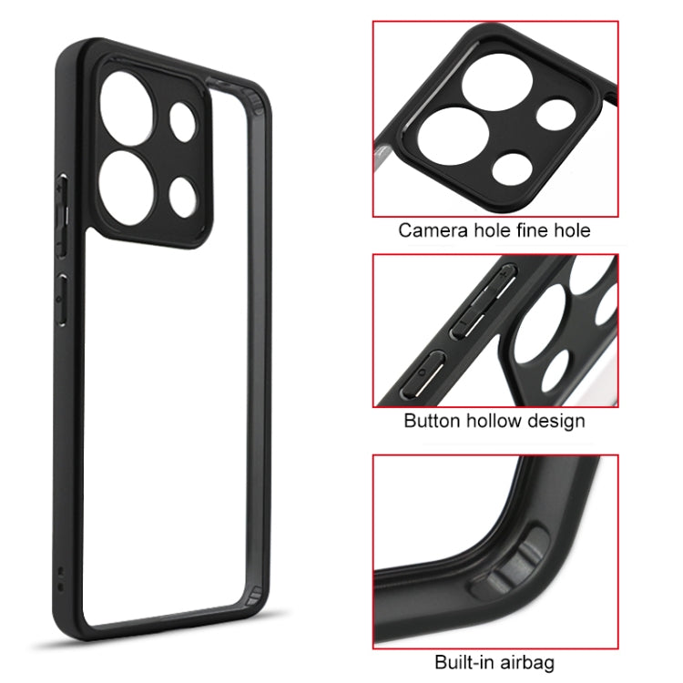 For Xiaomi Redmi Note 13 4G Frosted TPU + Transparent PC Phone Case(Black) - Note 13 Cases by buy2fix | Online Shopping UK | buy2fix