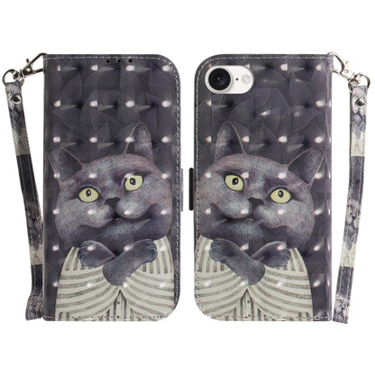 For iPhone 16e 3D Colored Horizontal Flip Leather Phone Case(Hug Cat) - iPhone 16e Cases by buy2fix | Online Shopping UK | buy2fix