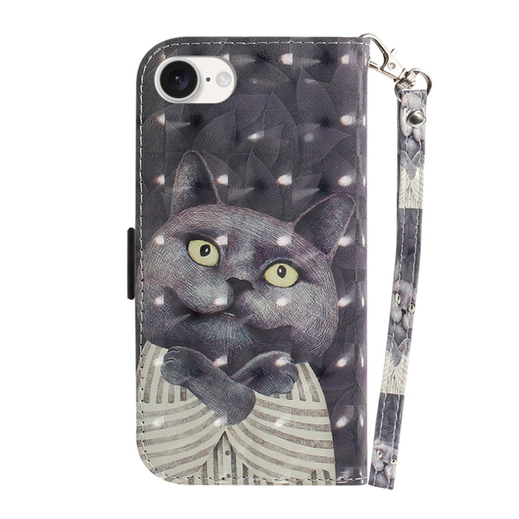 For iPhone 16e 3D Colored Horizontal Flip Leather Phone Case(Hug Cat) - iPhone 16e Cases by buy2fix | Online Shopping UK | buy2fix