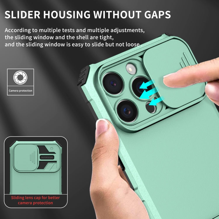 For iPhone 16 Pro Max Stereoscopic Holder Sliding Camshield Phone Case(Light Blue) - iPhone 16 Pro Max Cases by buy2fix | Online Shopping UK | buy2fix