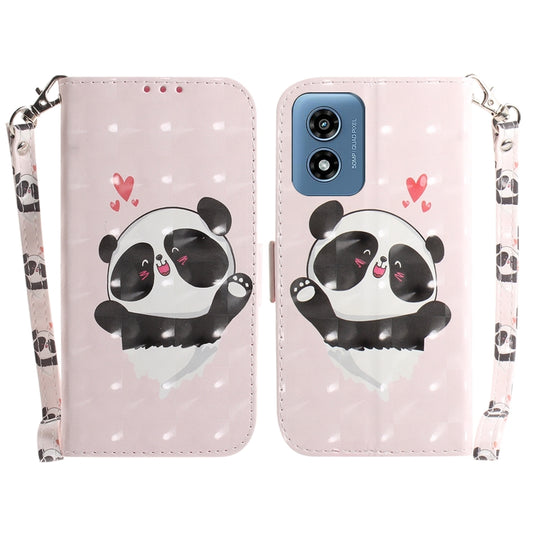 For Motorola Moto G Play 4G 2024 3D Colored Horizontal Flip Leather Phone Case(Heart Panda) - Motorola Cases by buy2fix | Online Shopping UK | buy2fix