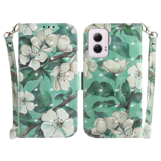 For Motorola Moto G Power 5G 2024 3D Colored Horizontal Flip Leather Phone Case(Watercolor Flower) - Motorola Cases by buy2fix | Online Shopping UK | buy2fix