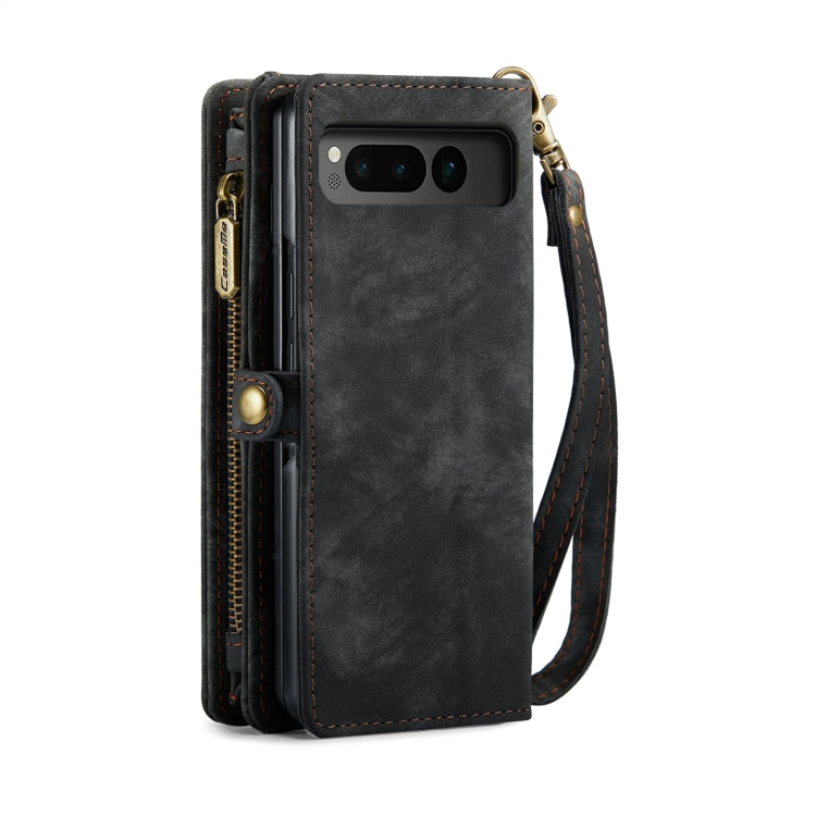 For Google Pixel Fold CaseMe 008 Detachable Multifunctional Retro Frosted Horizontal Flip Phone Leather Case with Zipper Wallet(Black) - Google Cases by CaseMe | Online Shopping UK | buy2fix