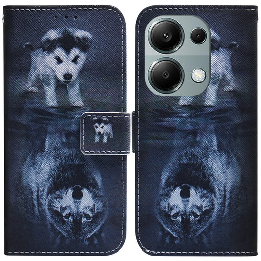 For Xiaomi Redmi Note 13 Pro 4G Coloured Drawing Flip Leather Phone Case(Wolf and Dog) - Note 13 Pro Cases by buy2fix | Online Shopping UK | buy2fix
