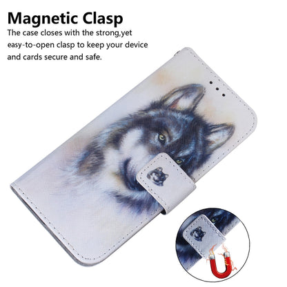 For Samsung Galaxy M55 Coloured Drawing Flip Leather Phone Case(White Wolf) - Galaxy Phone Cases by buy2fix | Online Shopping UK | buy2fix