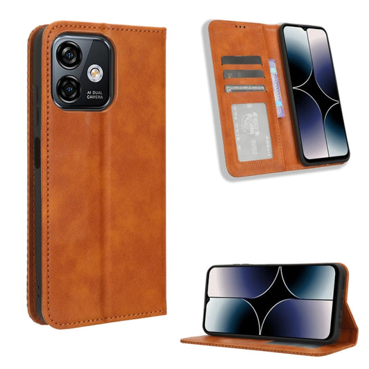 For Ulefone Note 16 Pro Magnetic Buckle Retro Texture Leather Phone Case(Brown) - Ulefone Cases by buy2fix | Online Shopping UK | buy2fix