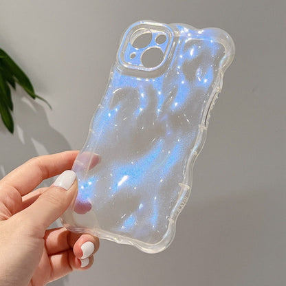 For iPhone 16 Pro Max Wave Bubbles TPU Phone Case(Clear Glitter Blue) - iPhone 16 Pro Max Cases by buy2fix | Online Shopping UK | buy2fix