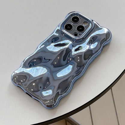 For iPhone 16 Pro Max Wave Bubbles TPU Phone Case(Painted Blue) - iPhone 16 Pro Max Cases by buy2fix | Online Shopping UK | buy2fix